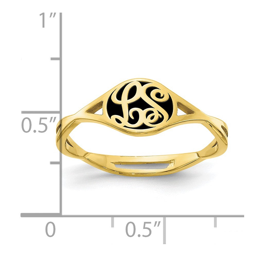 10k Yellow Gold Twisted Band with Epoxy Monogram Ring