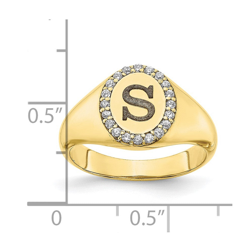 10k Yellow Gold Classic Initial Oval with Diamond Ring