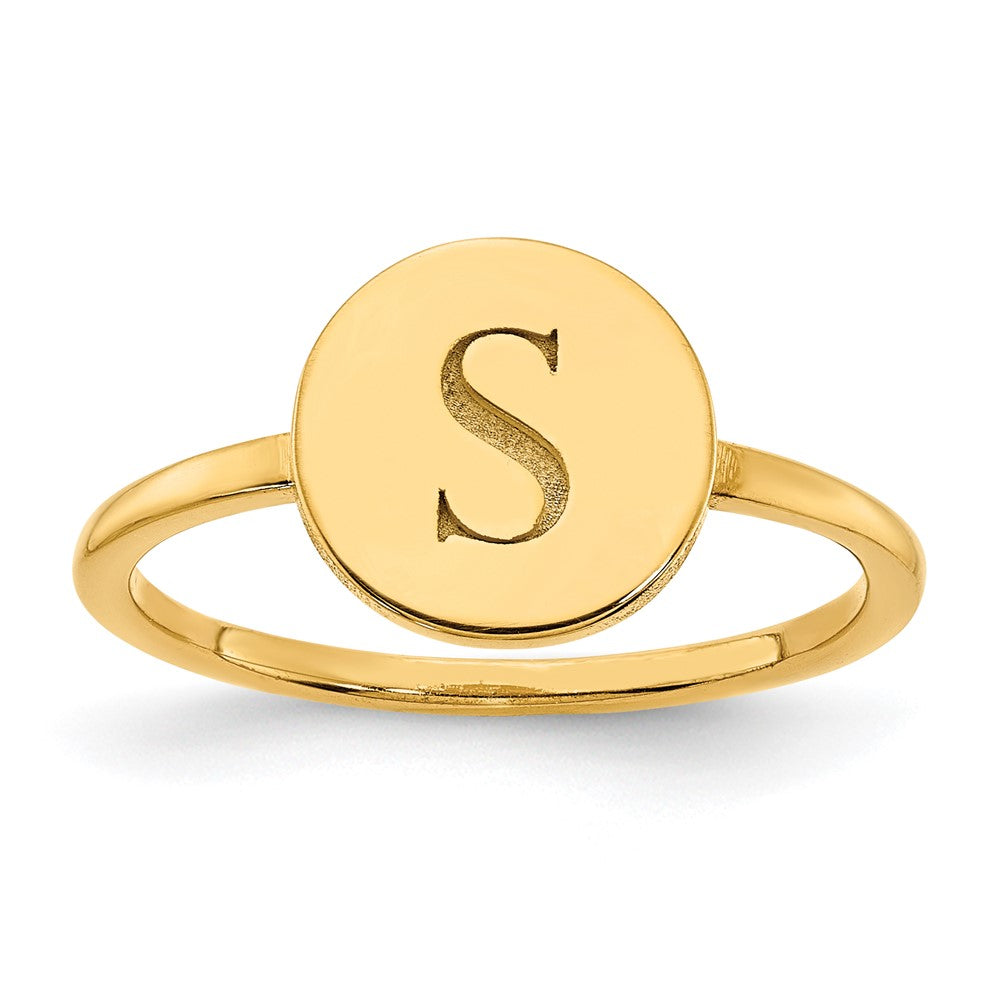 10k yellow Gold Round Initial Ring
