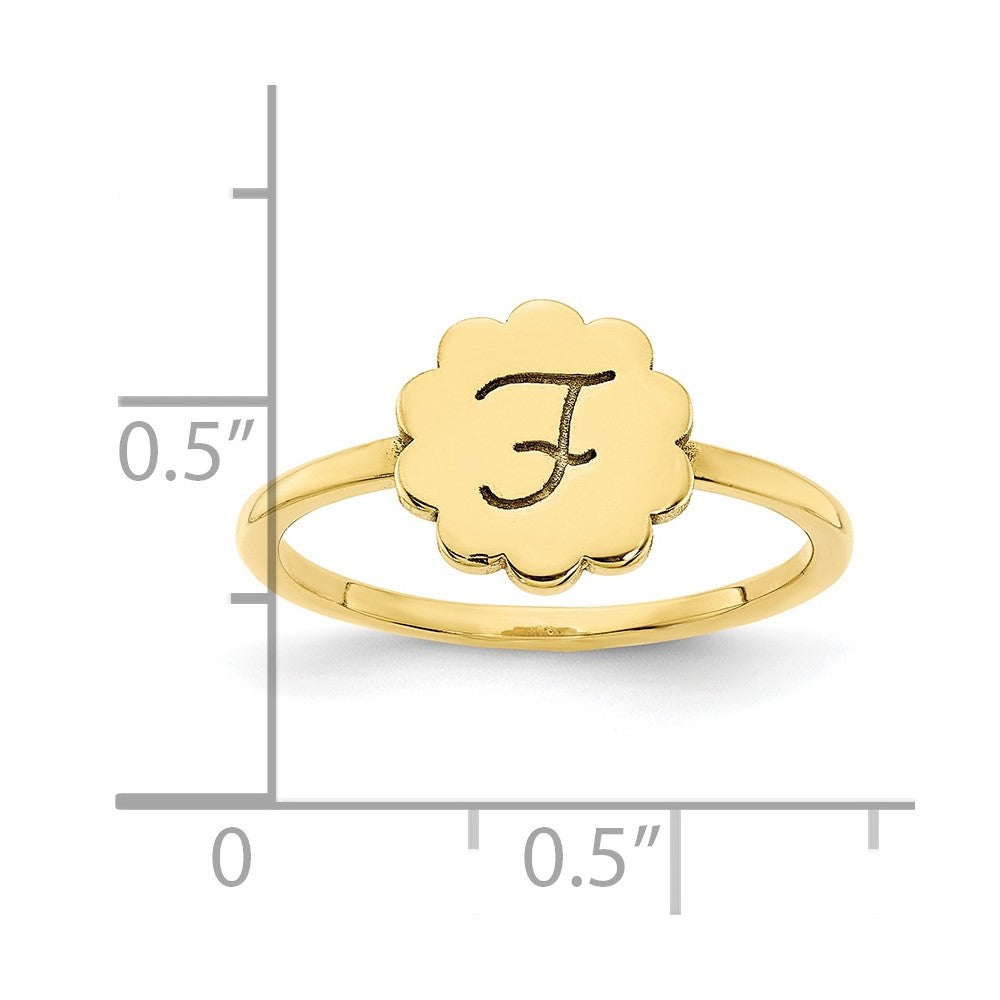 10k Yellow Gold Initial Flower Ring