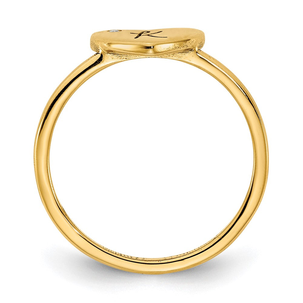 10k Yellow Gold Initial Heart with Diamond Ring
