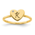 10k Yellow Gold Initial Heart with Diamond Ring