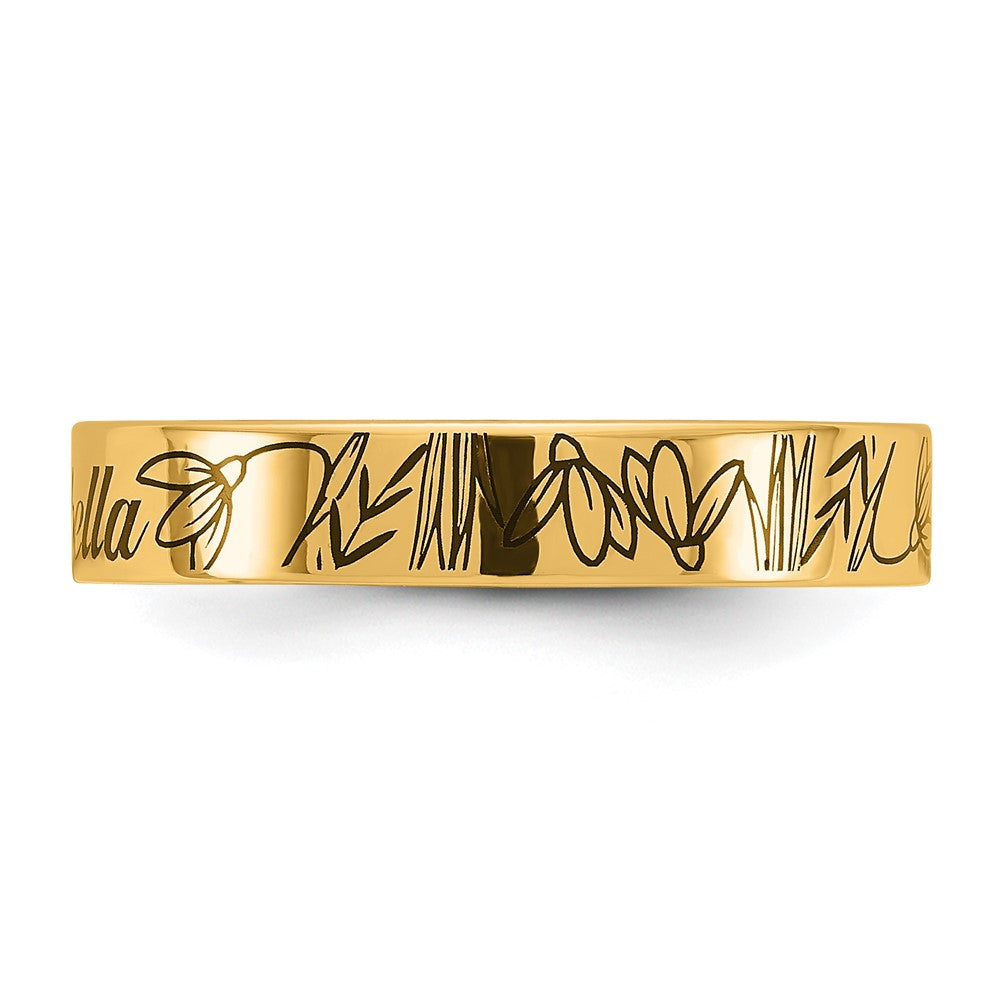 10k Yellow Gold Name and Birth Flower Ring
