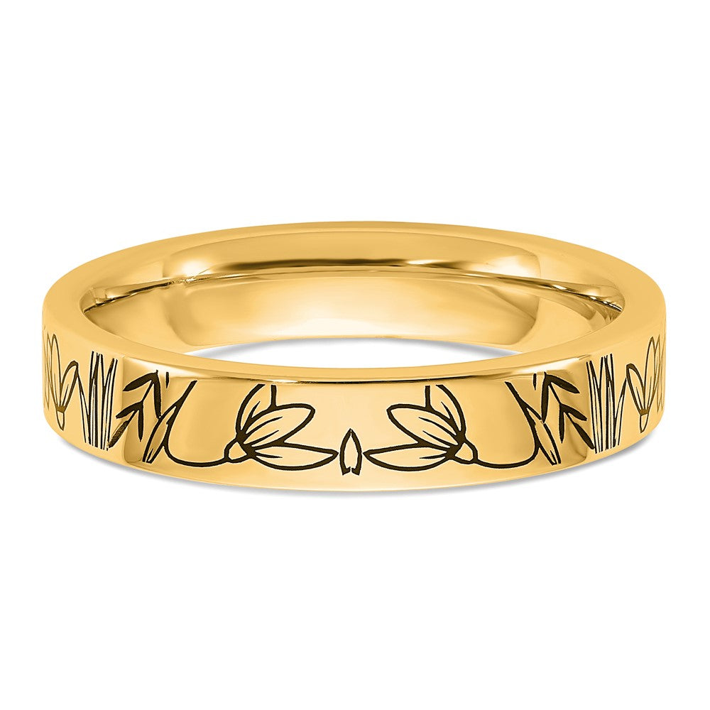 10k Yellow Gold Name and Birth Flower Ring
