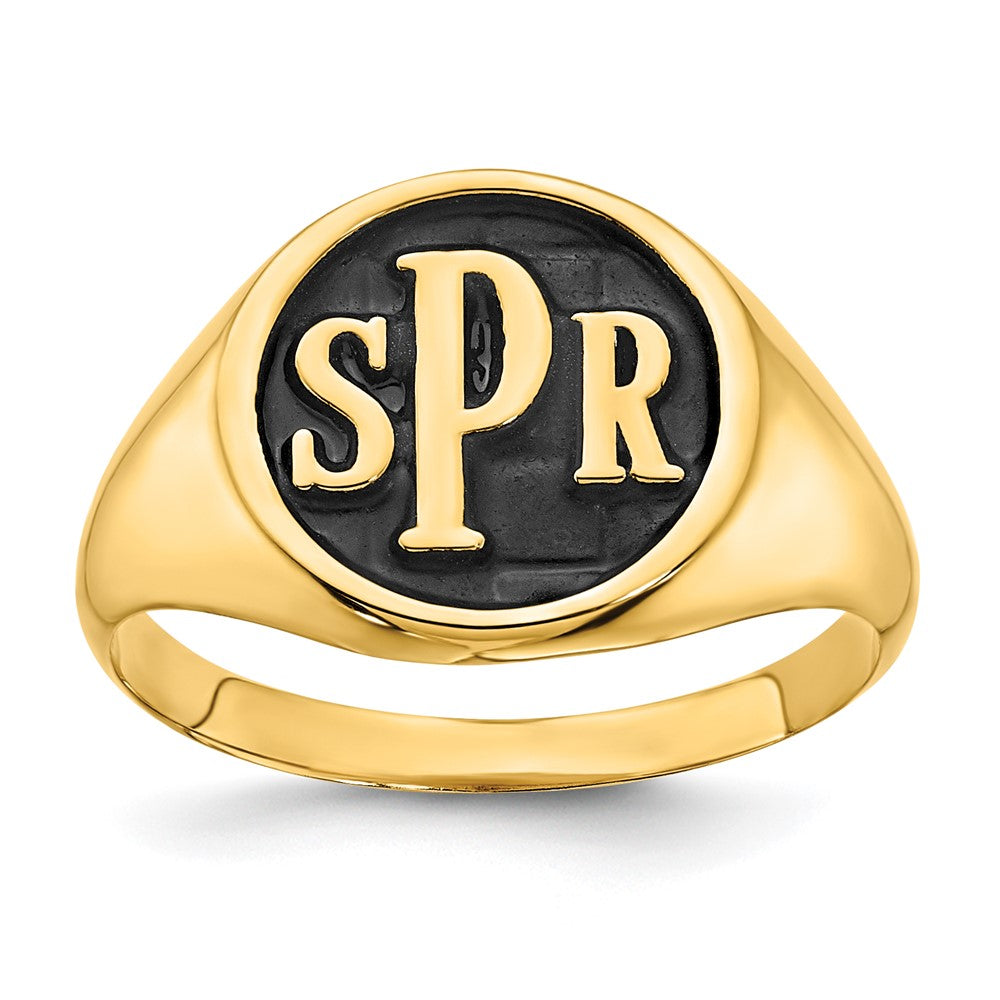10k Yellow Gold with Epoxy Monogram Ring