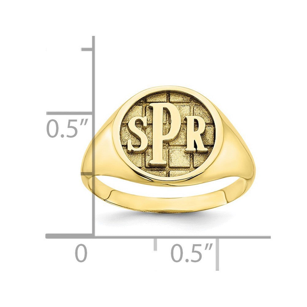 10k Yellow Gold Textured Monogram Signet Ring