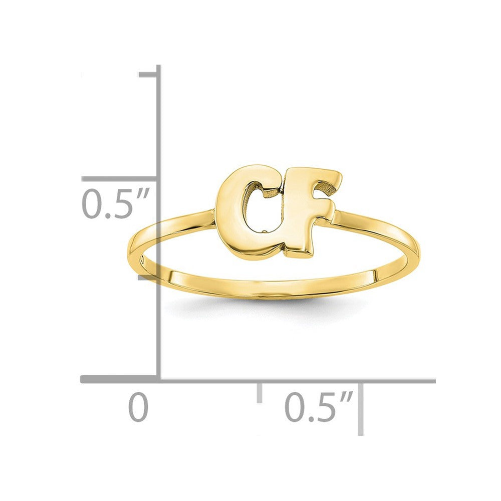 10k Yellow Gold Script or Block Font Double Initial Ring