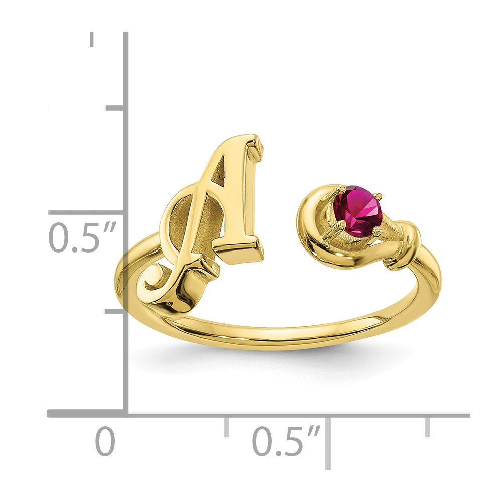 10KY Letter A with Birthstone Ring