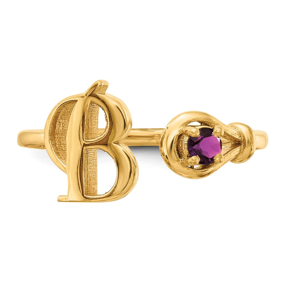 10k Yellow Gold Initial B with Birthstone Ring