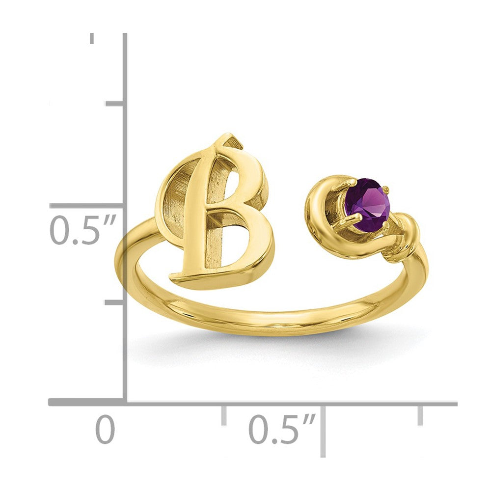 10k Yellow Gold Initial B with Birthstone Ring