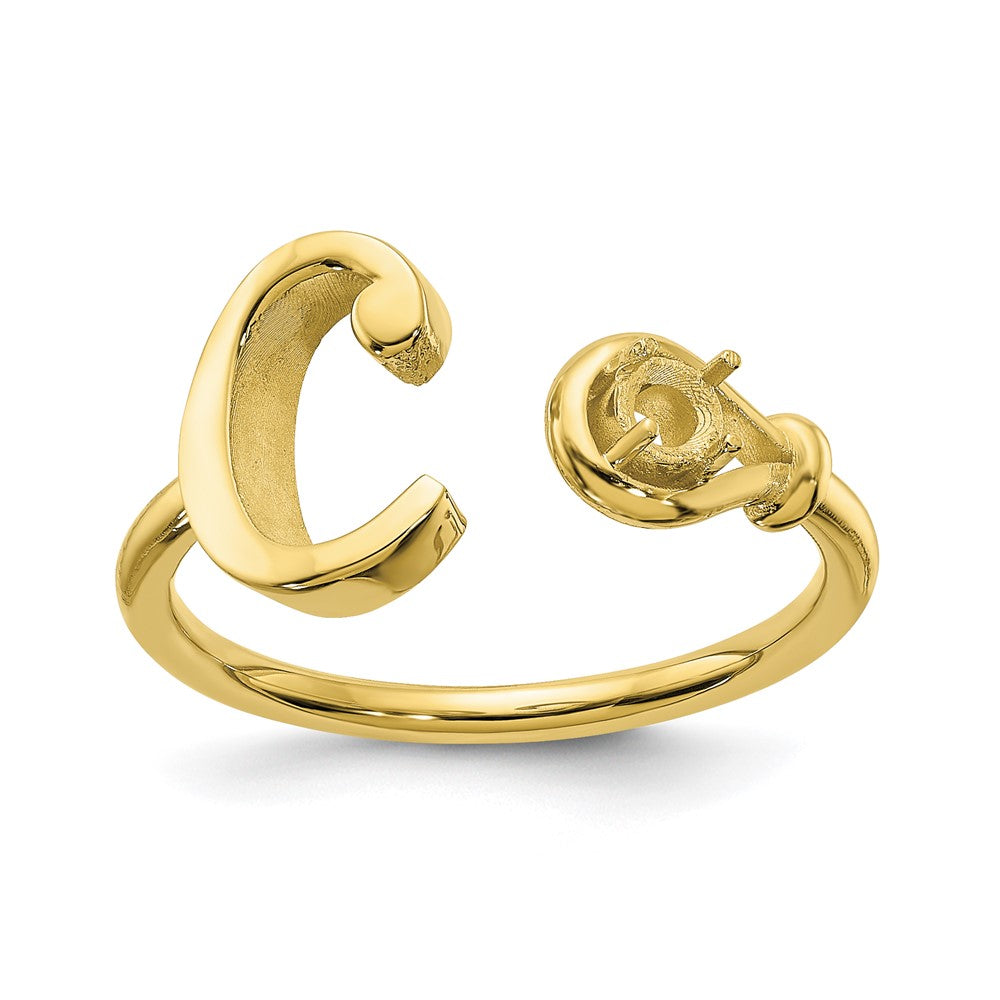 10KY Letter C with Birthstone Ring