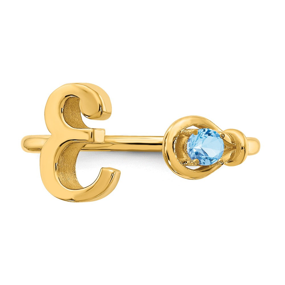 10KY Letter E with Birthstone Ring