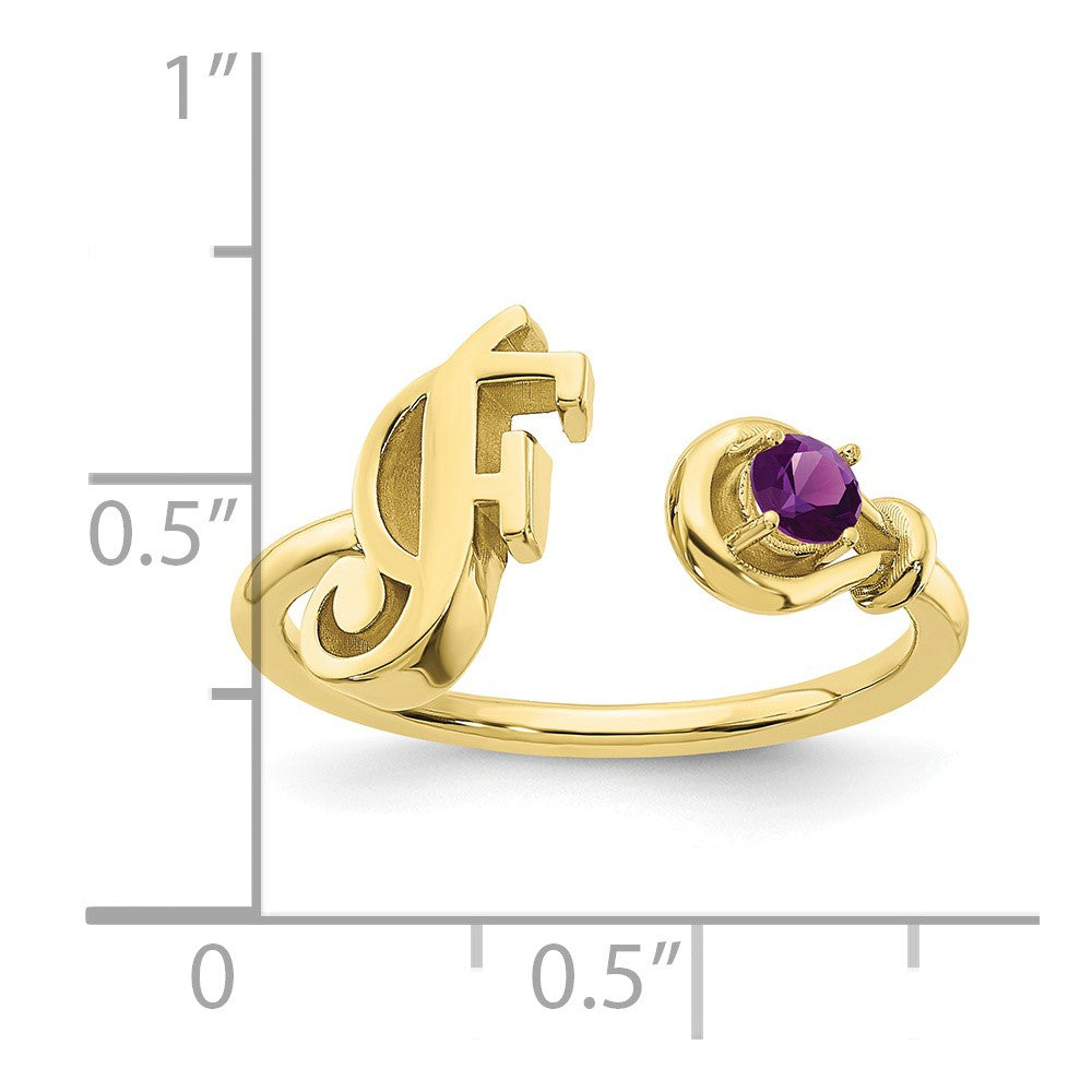 10KY Letter F with Birthstone Ring