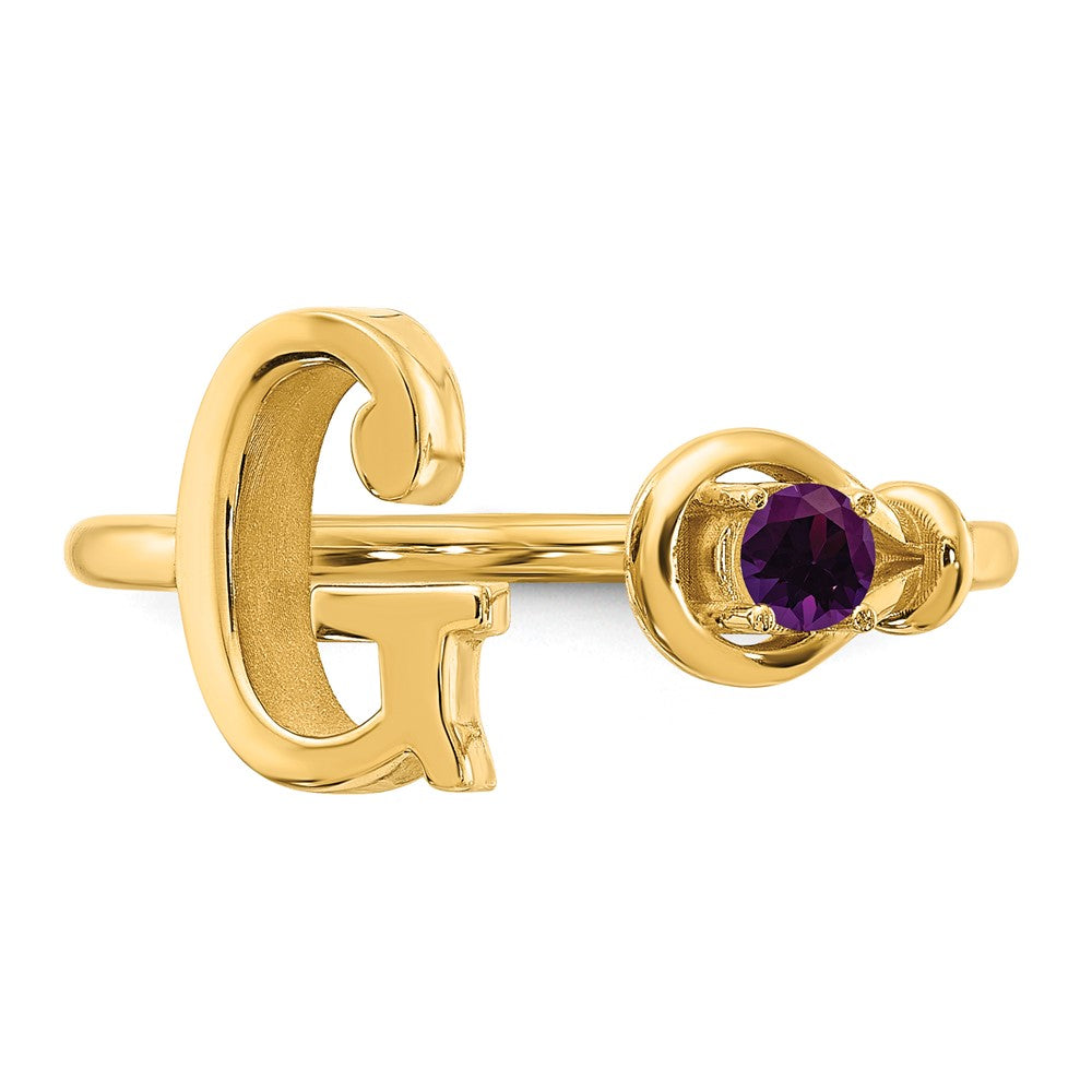 10KY Letter G with Birthstone Ring