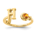 10KY Letter H with Birthstone Ring
