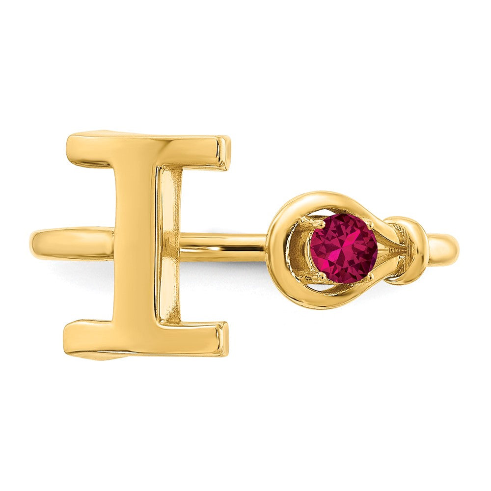 10KY Letter I with Birthstone Ring