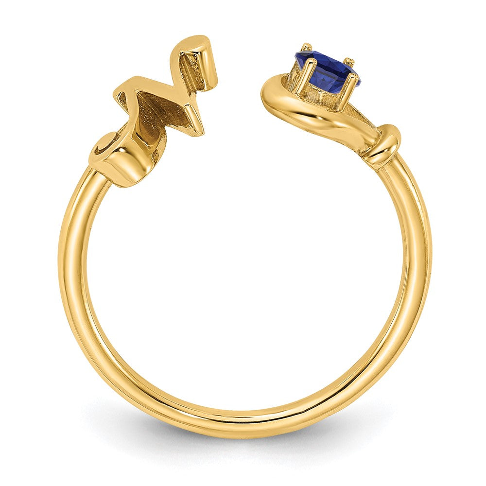 10KY Letter N with Birthstone Ring
