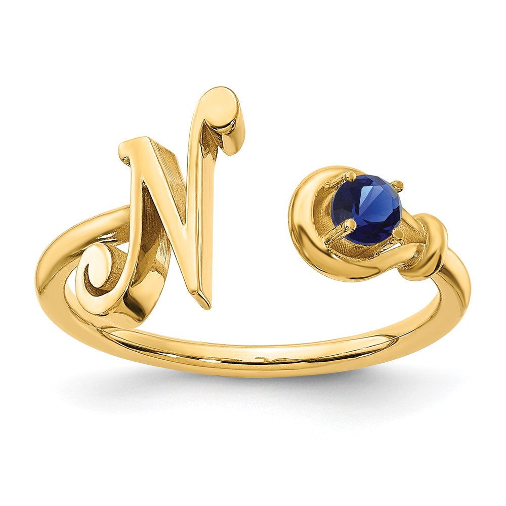 10KY Letter N with Birthstone Ring