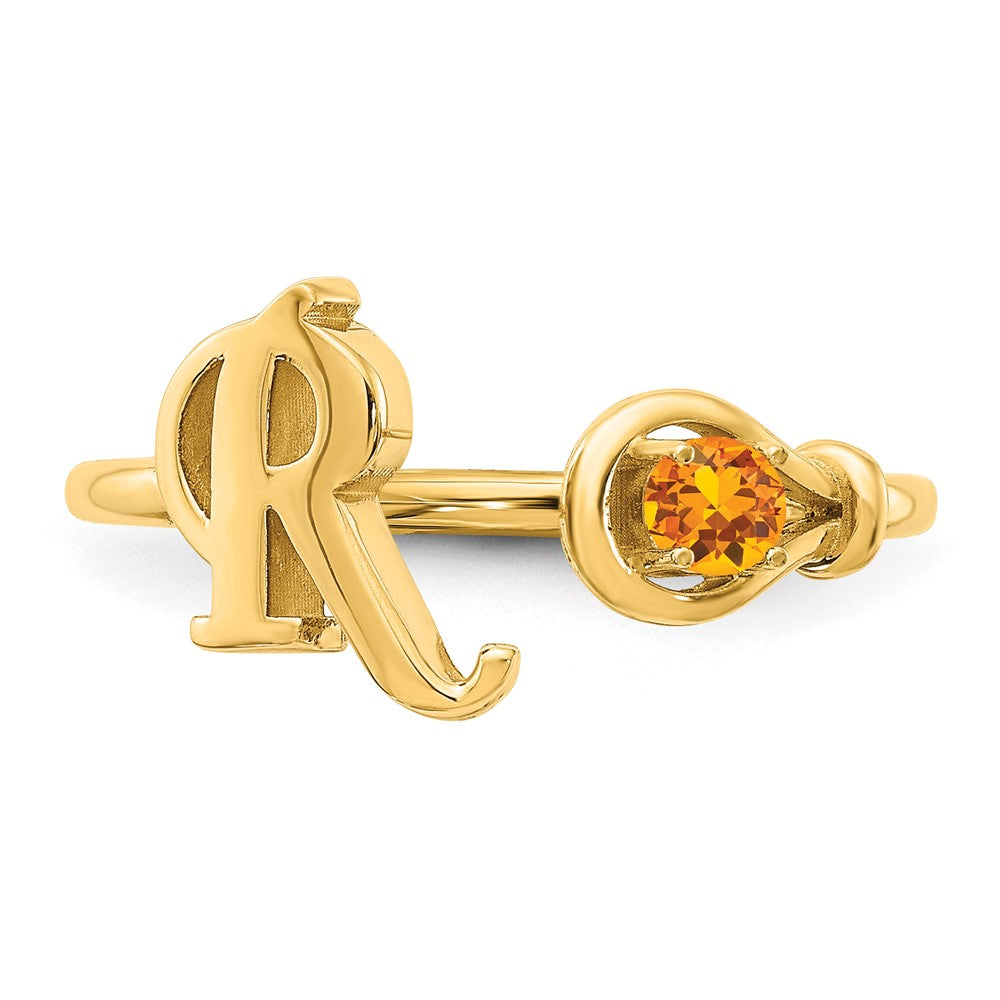 10KY Letter R with Birthstone Ring