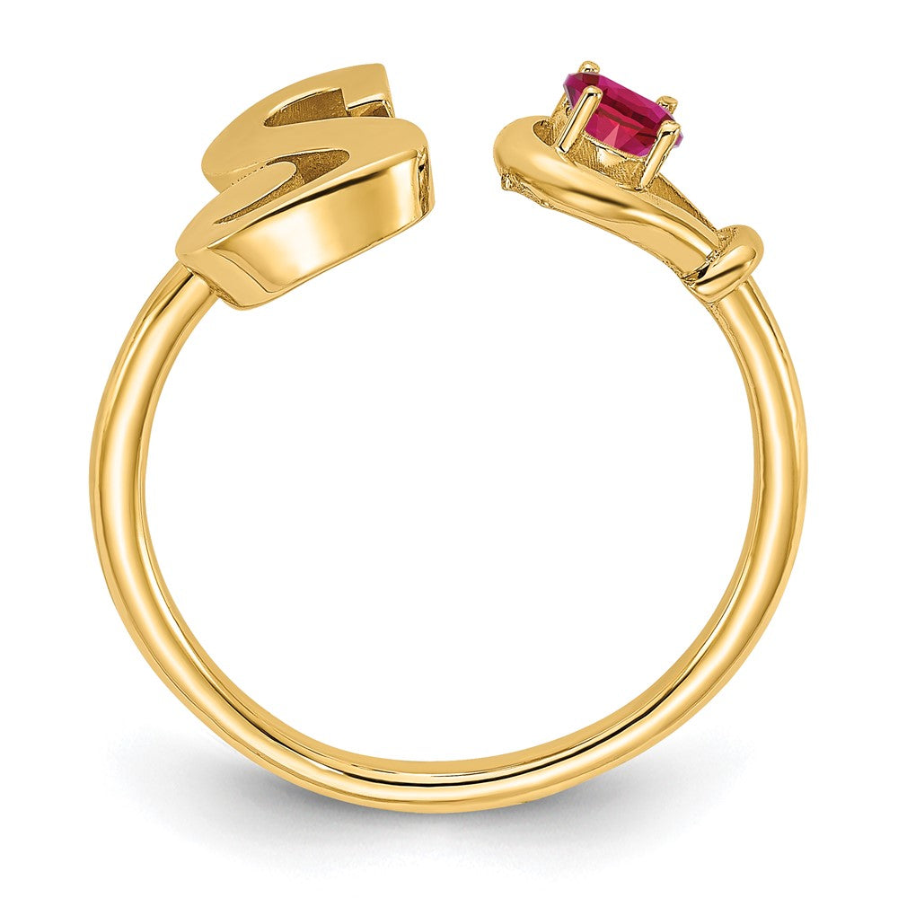 10KY Letter S with Birthstone Ring