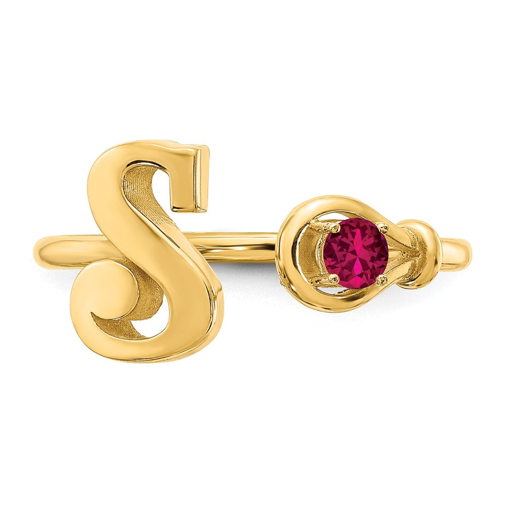 10KY Letter S with Birthstone Ring