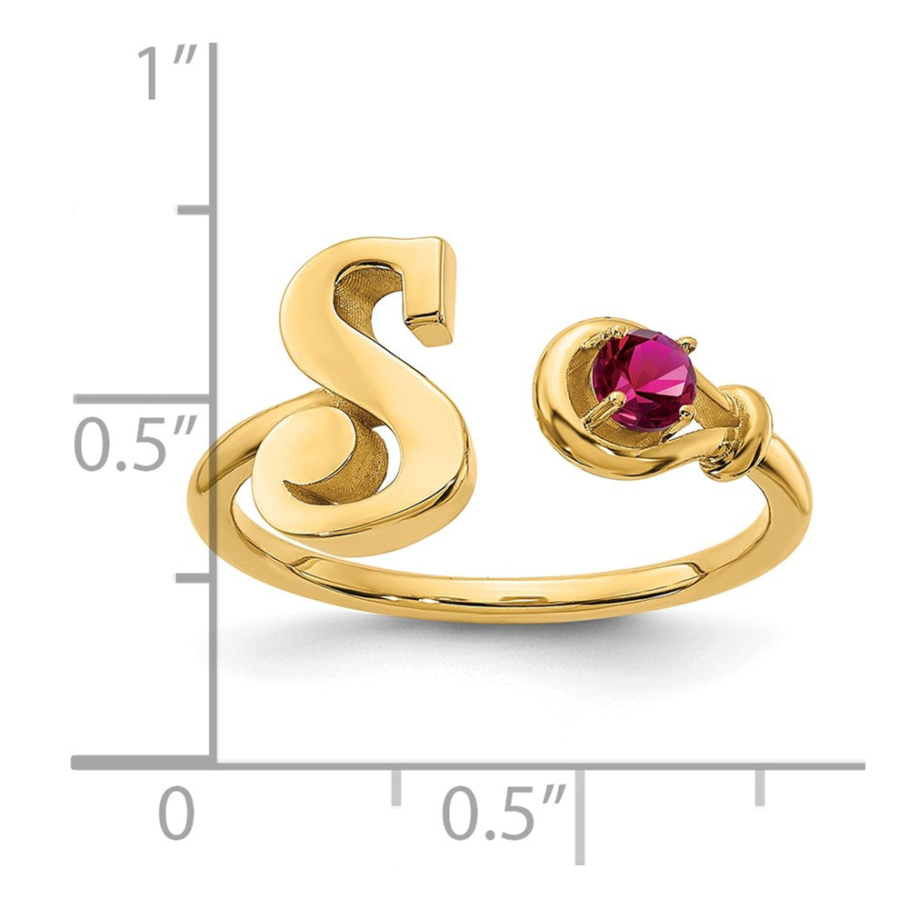 10KY Letter S with Birthstone Ring
