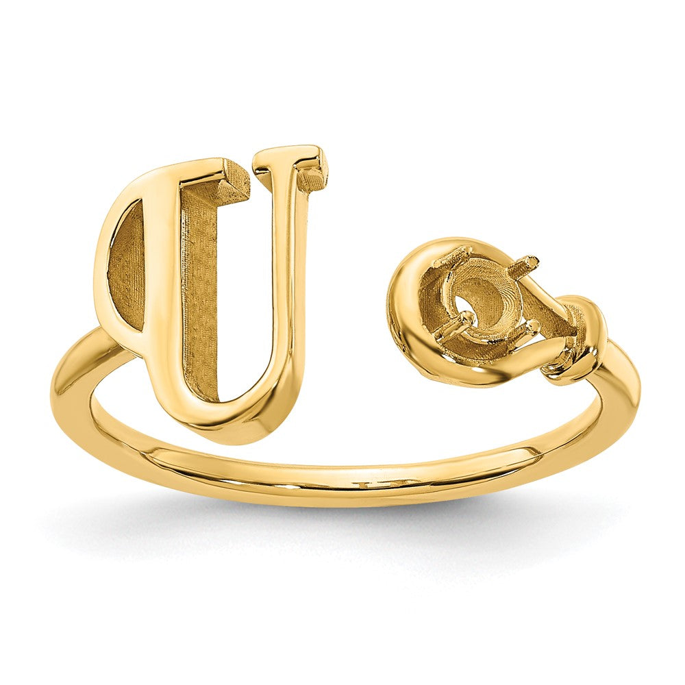 10KY Letter U with Birthstone Ring