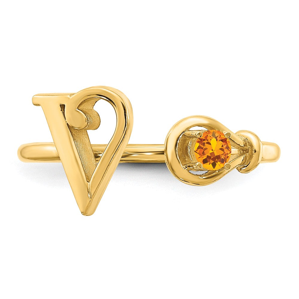 10KY Letter V with Birthstone Ring
