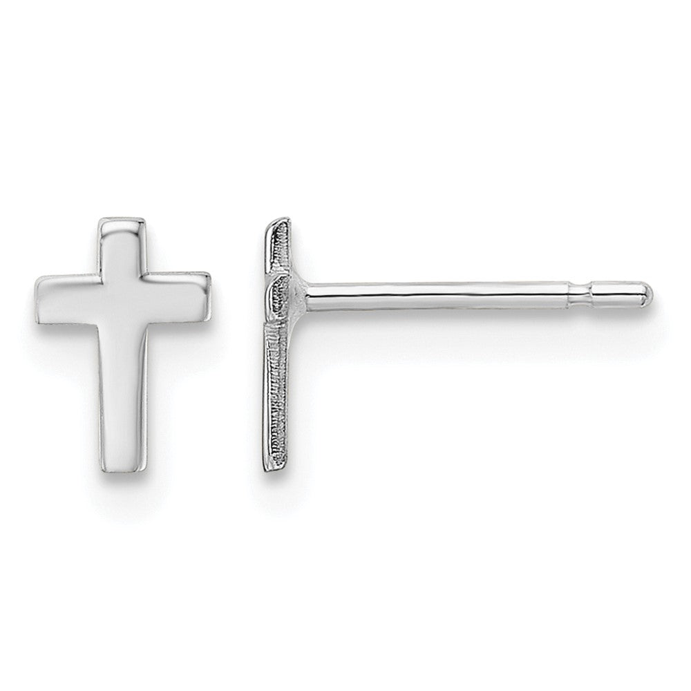 10k White Gold Polished Cross Post Earrings