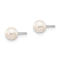 10k White Gold 4-5mm White Round FW Cultured Pearl Stud Post Earrings