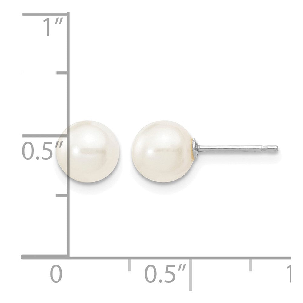 10k White Gold 6-7mm White Round FW Cultured Pearl Stud Post Earrings