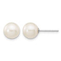 10k White Gold 7-8mm White Round FW Cultured Pearl Stud Post Earrings