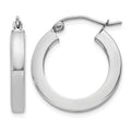 10k White Gold 3mm Polished Square Tube Hoop Earrings