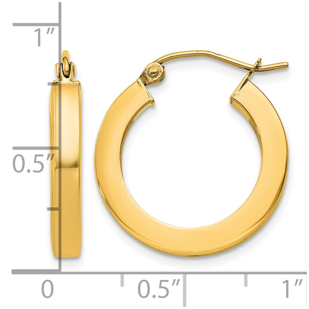 10k 3mm Polished Square Hoop Earrings