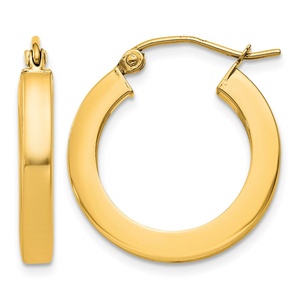 10k 3mm Polished Square Hoop Earrings