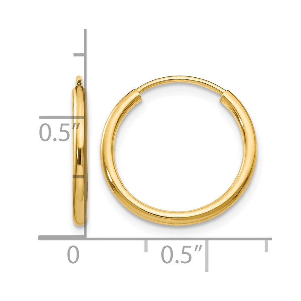 10k 1.5mm Polished Round Endless Hoop Earrings