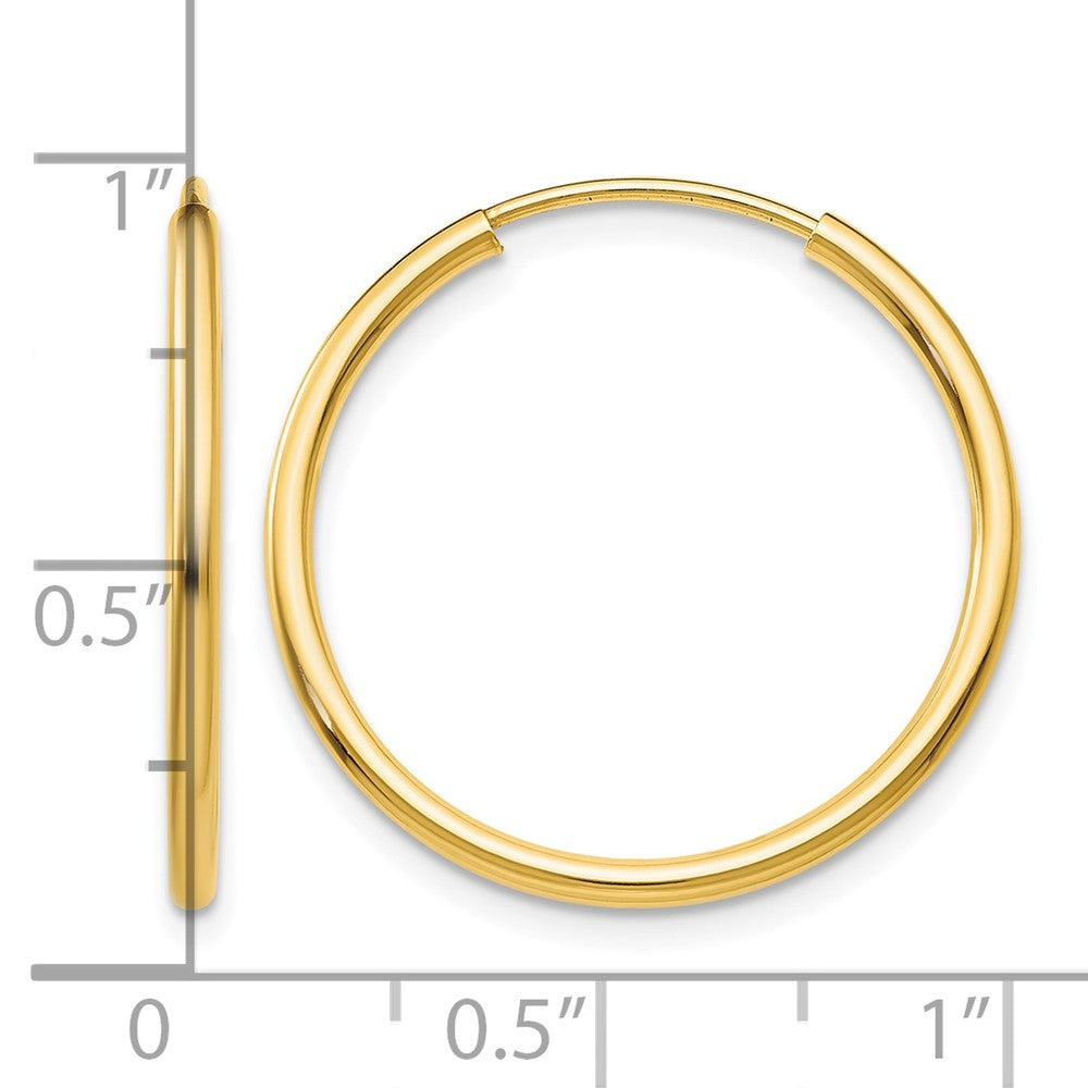 10k 1.5mm Polished Round Endless Hoop Earrings