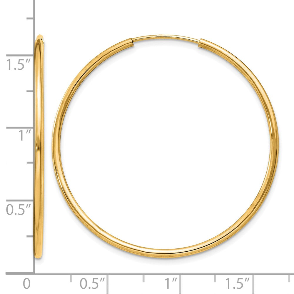 10k 1.5mm Polished Round Endless Hoop Earrings