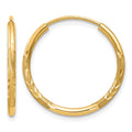 10k 1.5mm Satin Diamond-cut Endless Hoop Earrings