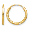 10k 1.5mm Satin Diamond-cut Endless Hoop Earrings