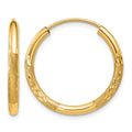 10k 2mm Satin Diamond-cut Endless Hoop Earrings
