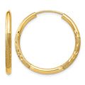 10k 2mm Satin Diamond-cut Endless Hoop Earrings