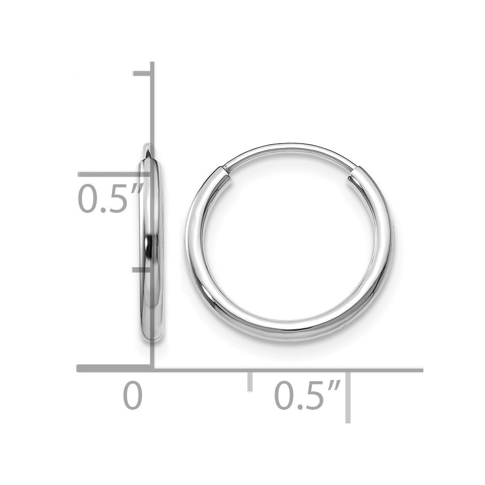 10k White Gold 1.5mm Polished Endless Hoop Earrings