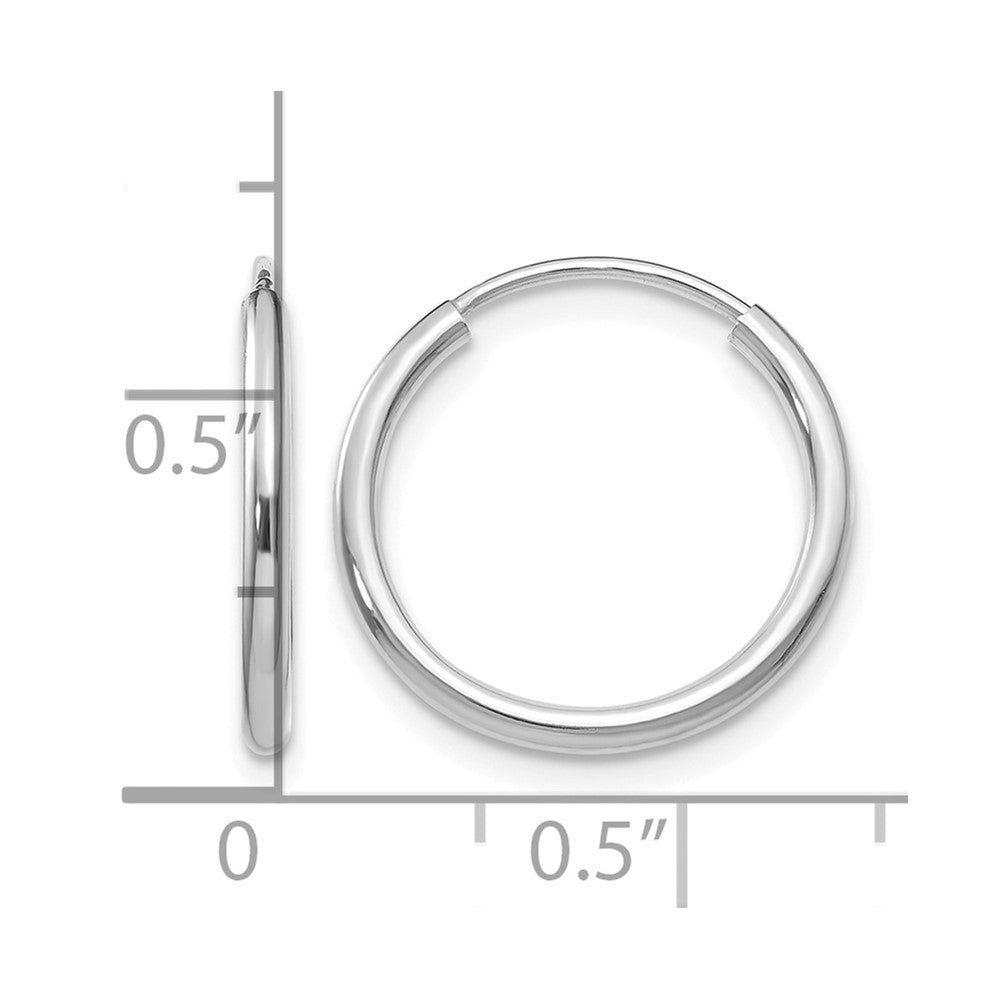 10k White Gold 1.5mm Polished Endless Hoop Earrings