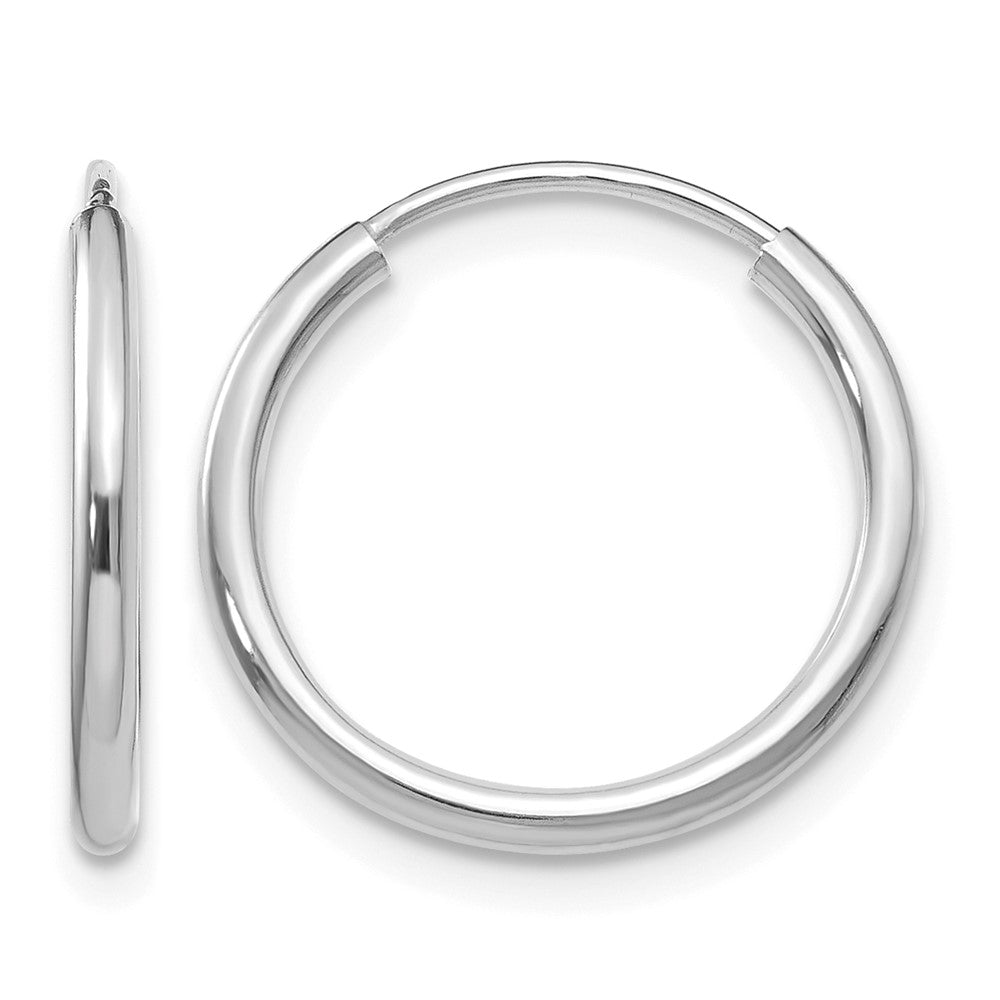 10k White Gold 1.5mm Polished Endless Hoop Earrings