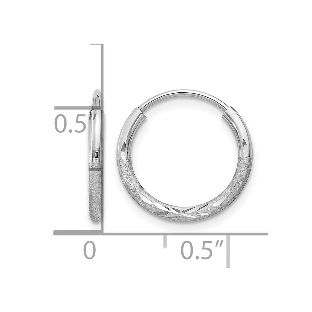 10k White Gold 1.5mm Diamond-cut Endless Hoop Earrings