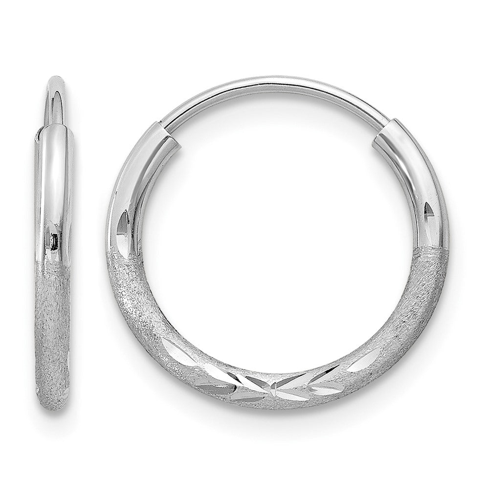 10k White Gold 1.5mm Diamond-cut Endless Hoop Earrings