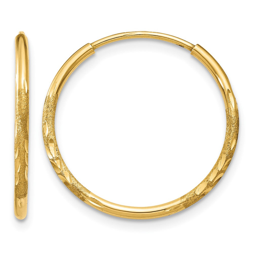 10k 1.25mm Diamond-cut Endless Hoop Earring