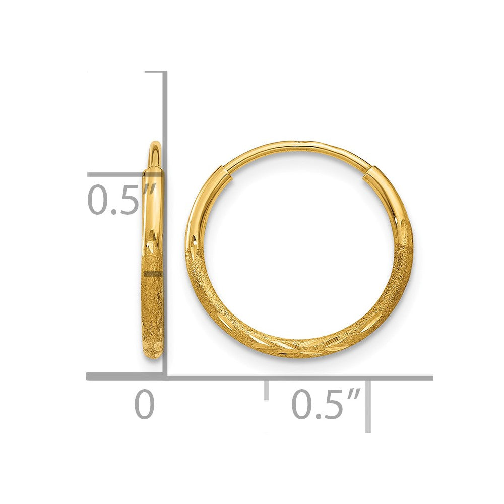 10k 1.25mm Diamond-cut Endless Hoop Earring