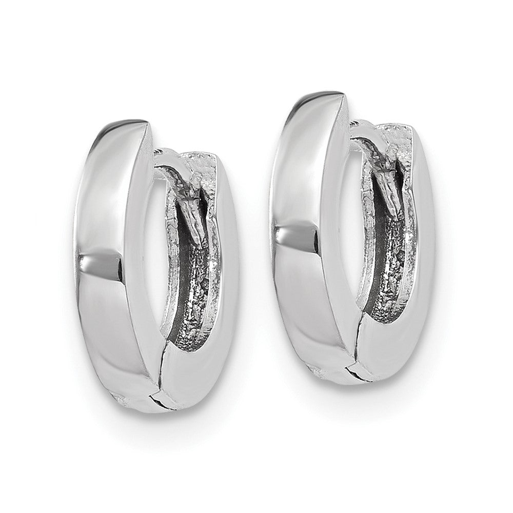 10k White Gold Polished Round Hinged Hoop Earrings